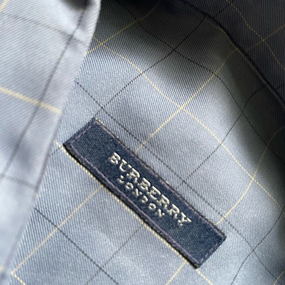 RARE Genuine Burberry London 100% Cotton Blue Gray Tan Plaid Long Sleeve Shirt - Picture 5 of 7